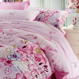 粉色浪漫四件套 床上用品 全棉家纺 斜纹印花 江苏南通 厂家直销